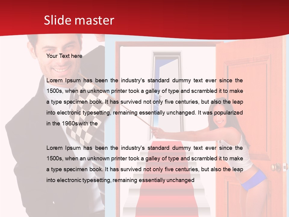 Handsome Businessman Holding A Blank Sign In Front Of Him PowerPoint Template