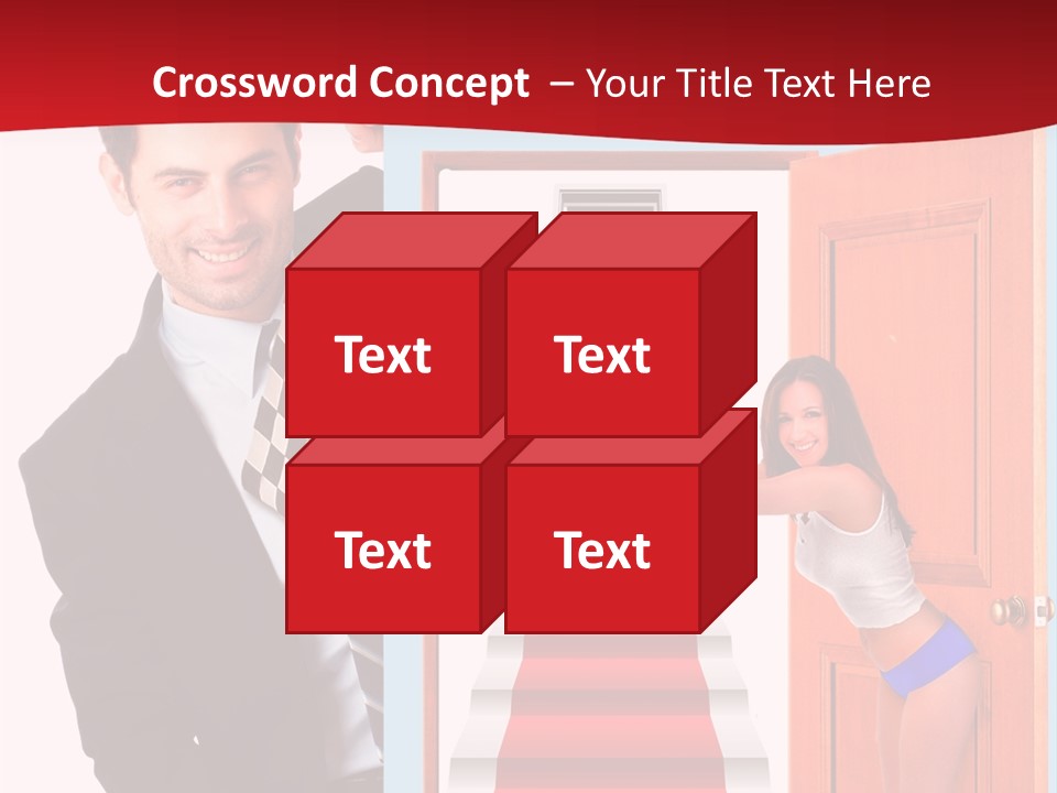 Handsome Businessman Holding A Blank Sign In Front Of Him PowerPoint Template