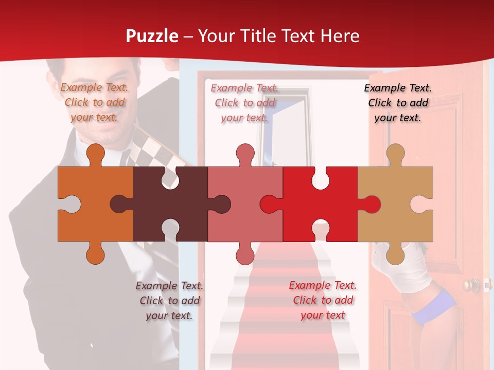 Handsome Businessman Holding A Blank Sign In Front Of Him PowerPoint Template