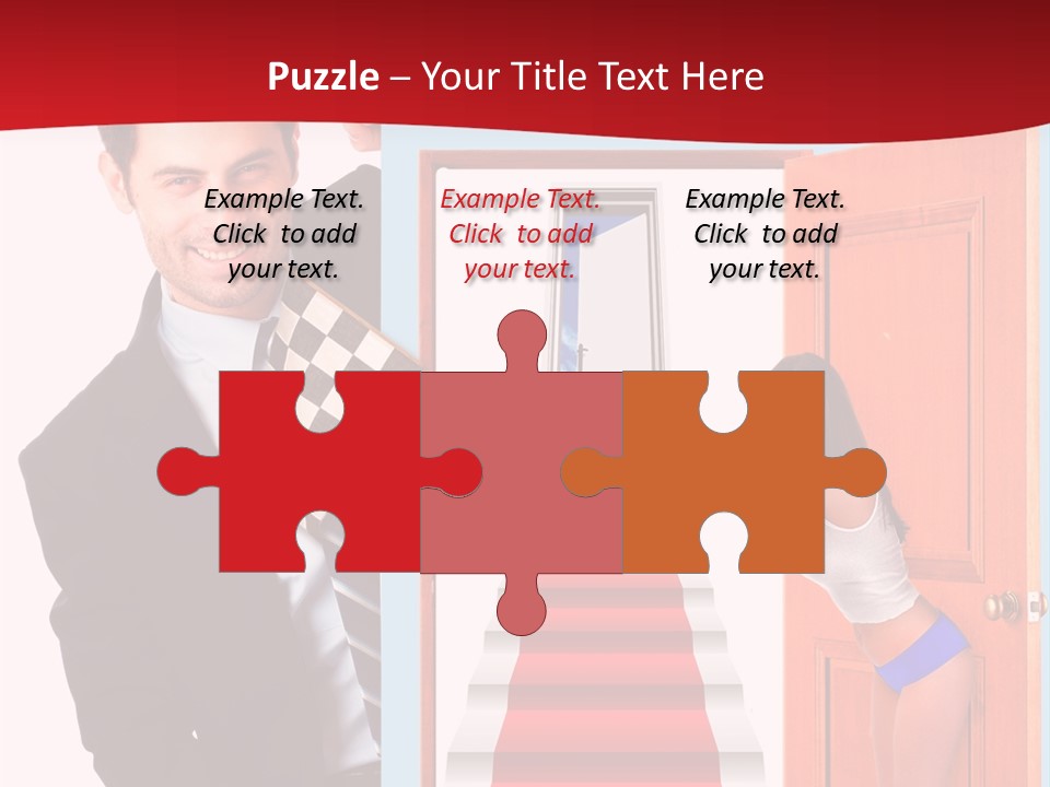 Handsome Businessman Holding A Blank Sign In Front Of Him PowerPoint Template