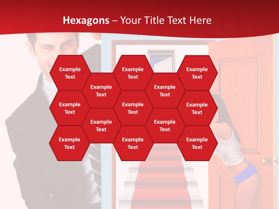 Handsome Businessman Holding A Blank Sign In Front Of Him PowerPoint Template