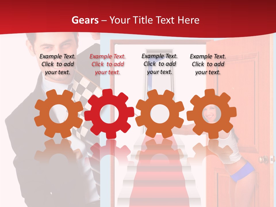 Handsome Businessman Holding A Blank Sign In Front Of Him PowerPoint Template