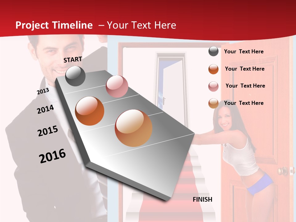 Handsome Businessman Holding A Blank Sign In Front Of Him PowerPoint Template