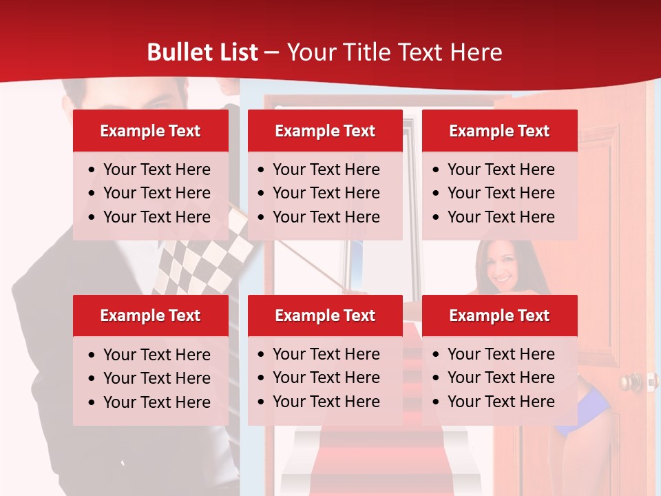 Handsome Businessman Holding A Blank Sign In Front Of Him PowerPoint Template