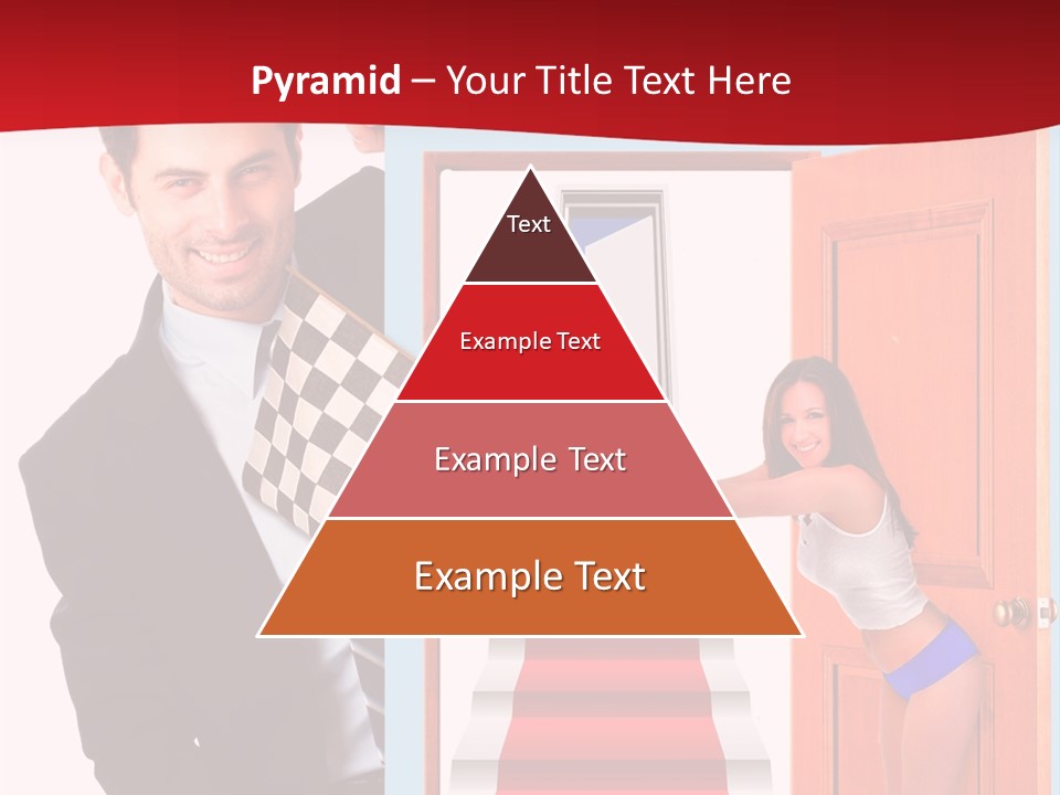 Handsome Businessman Holding A Blank Sign In Front Of Him PowerPoint Template