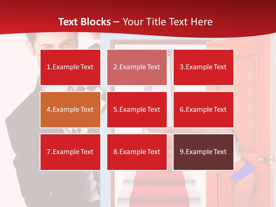 Handsome Businessman Holding A Blank Sign In Front Of Him PowerPoint Template