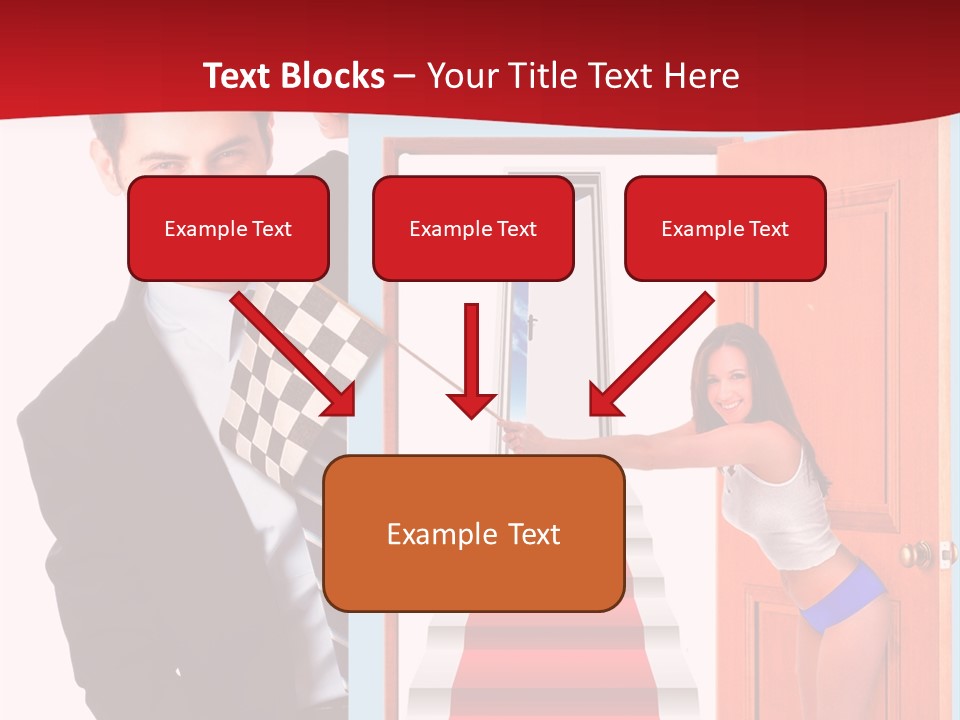 Handsome Businessman Holding A Blank Sign In Front Of Him PowerPoint Template