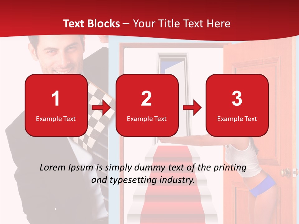 Handsome Businessman Holding A Blank Sign In Front Of Him PowerPoint Template