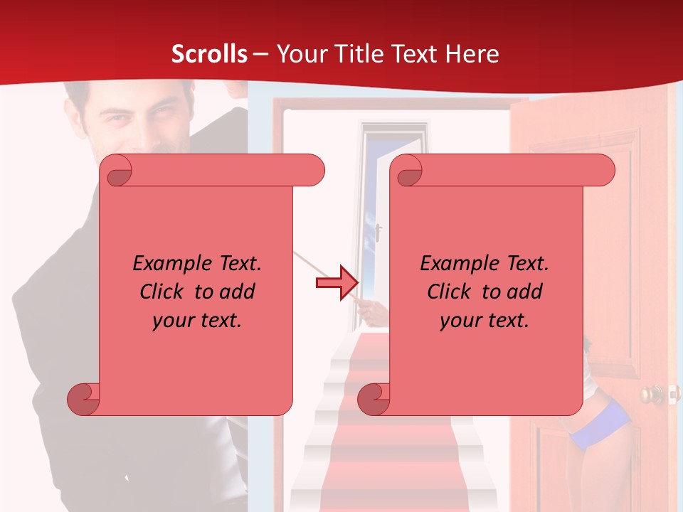 Handsome Businessman Holding A Blank Sign In Front Of Him PowerPoint Template