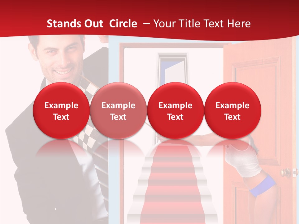 Handsome Businessman Holding A Blank Sign In Front Of Him PowerPoint Template