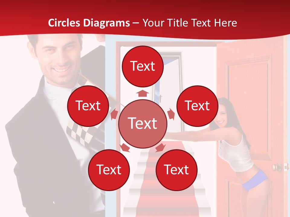 Handsome Businessman Holding A Blank Sign In Front Of Him PowerPoint Template