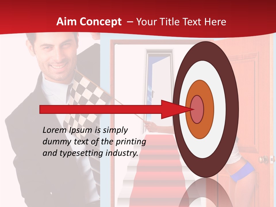 Handsome Businessman Holding A Blank Sign In Front Of Him PowerPoint Template