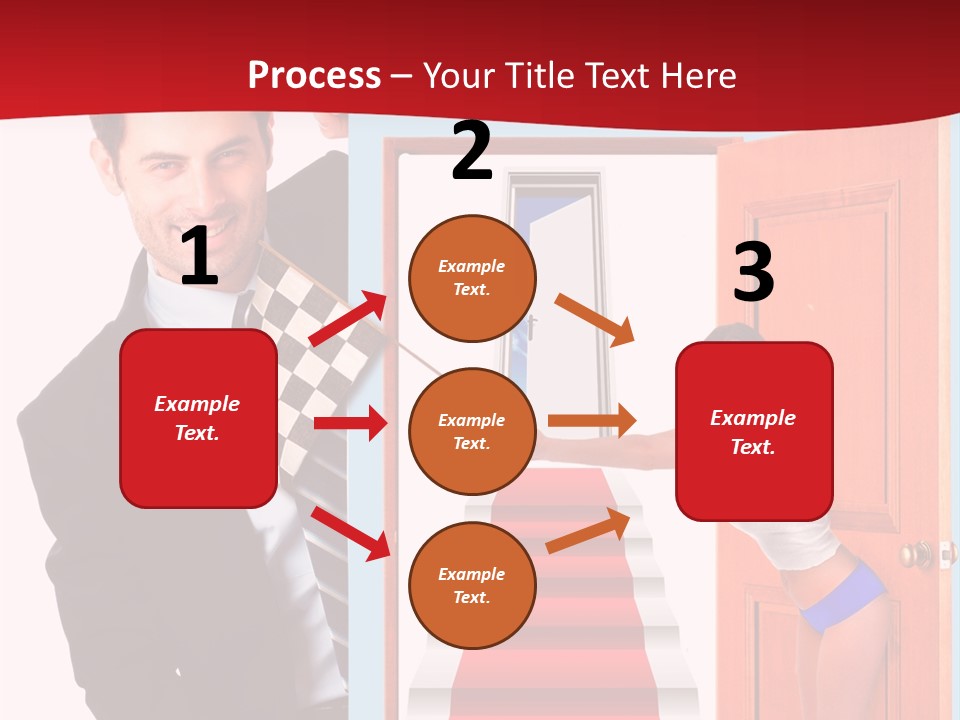 Handsome Businessman Holding A Blank Sign In Front Of Him PowerPoint Template