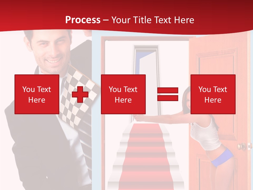 Handsome Businessman Holding A Blank Sign In Front Of Him PowerPoint Template