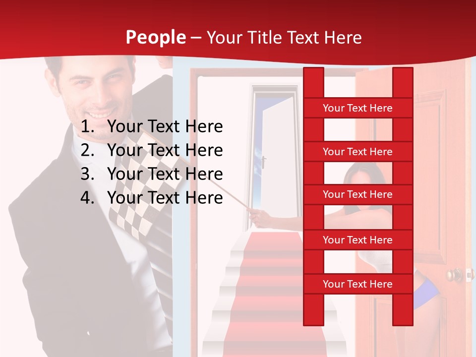 Handsome Businessman Holding A Blank Sign In Front Of Him PowerPoint Template