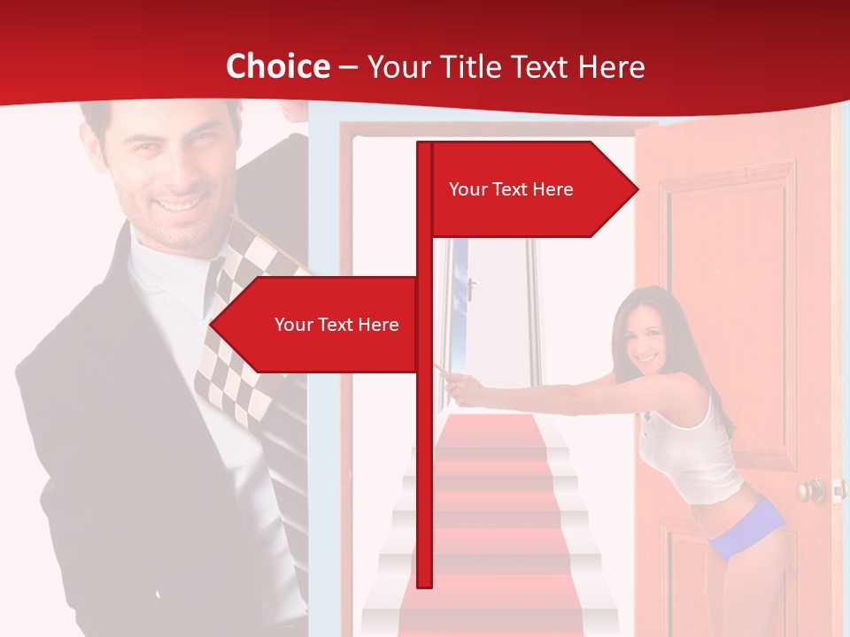 Handsome Businessman Holding A Blank Sign In Front Of Him PowerPoint Template