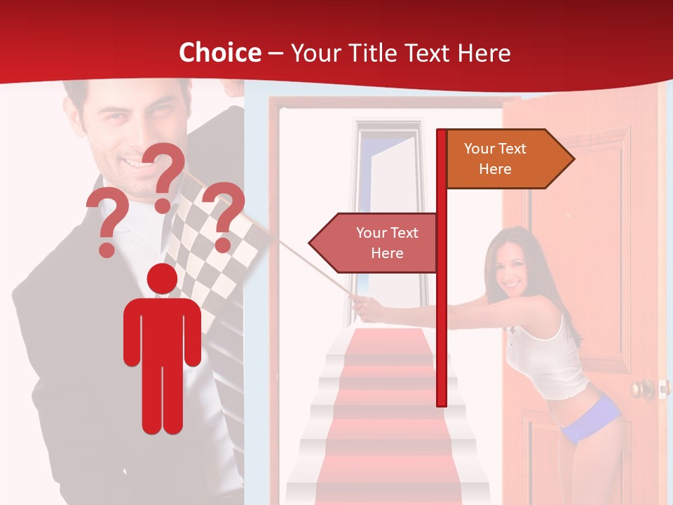 Handsome Businessman Holding A Blank Sign In Front Of Him PowerPoint Template