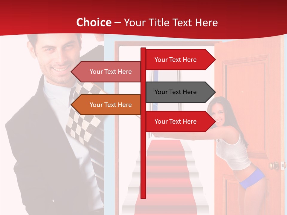 Handsome Businessman Holding A Blank Sign In Front Of Him PowerPoint Template