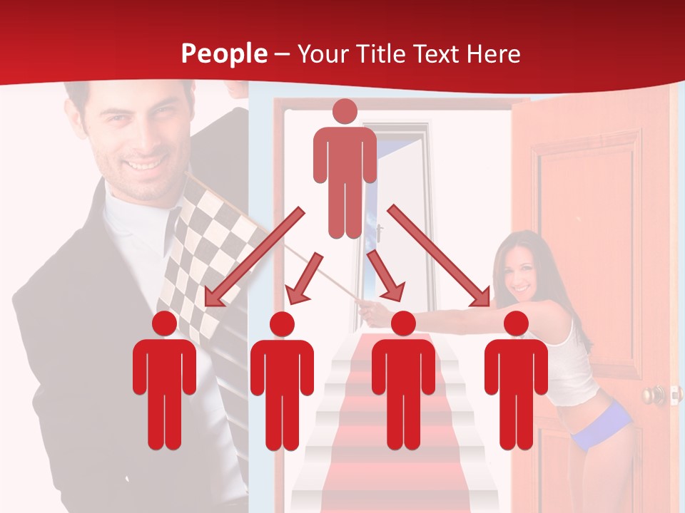 Handsome Businessman Holding A Blank Sign In Front Of Him PowerPoint Template