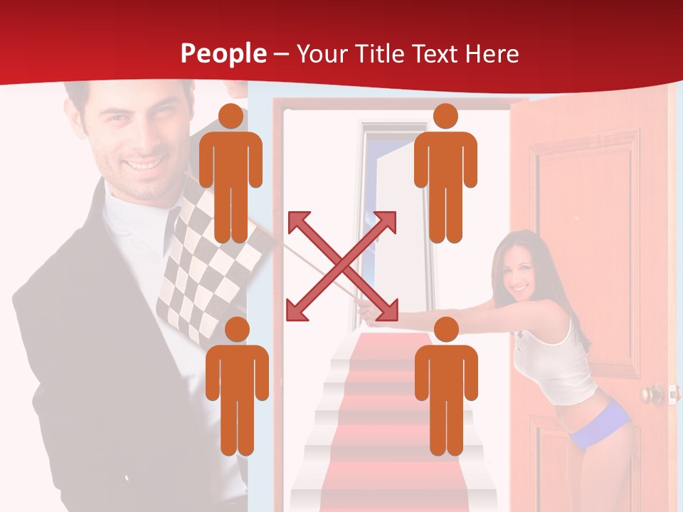 Handsome Businessman Holding A Blank Sign In Front Of Him PowerPoint Template