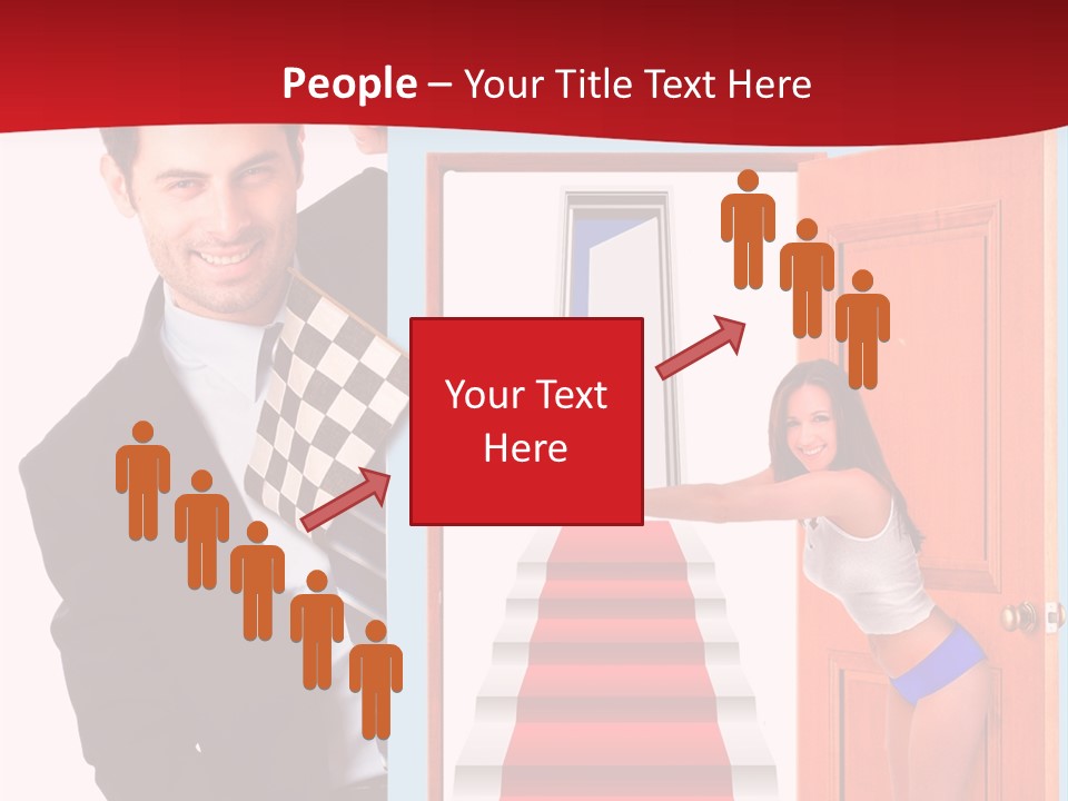 Handsome Businessman Holding A Blank Sign In Front Of Him PowerPoint Template