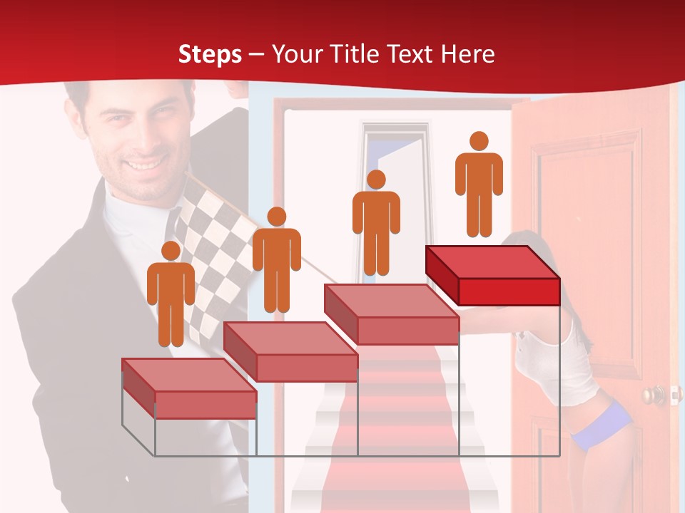 Handsome Businessman Holding A Blank Sign In Front Of Him PowerPoint Template