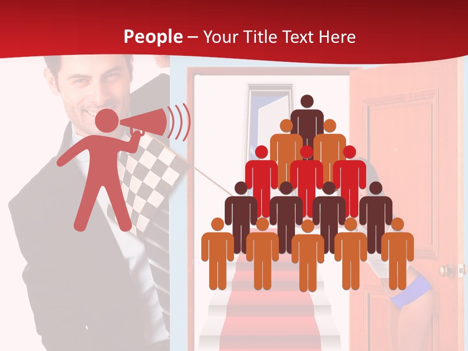 Handsome Businessman Holding A Blank Sign In Front Of Him PowerPoint Template