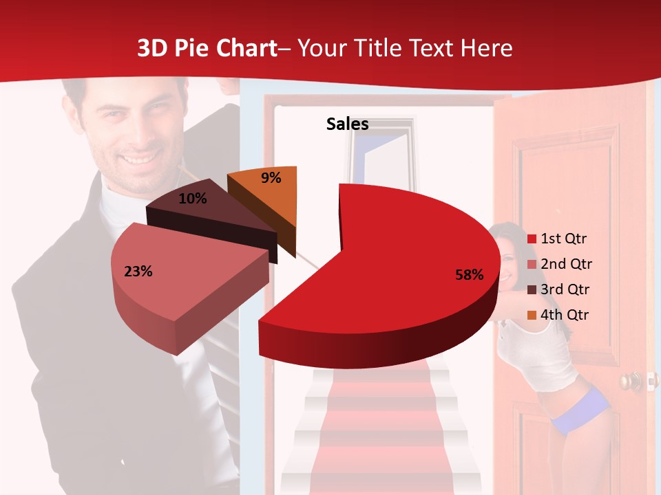 Handsome Businessman Holding A Blank Sign In Front Of Him PowerPoint Template