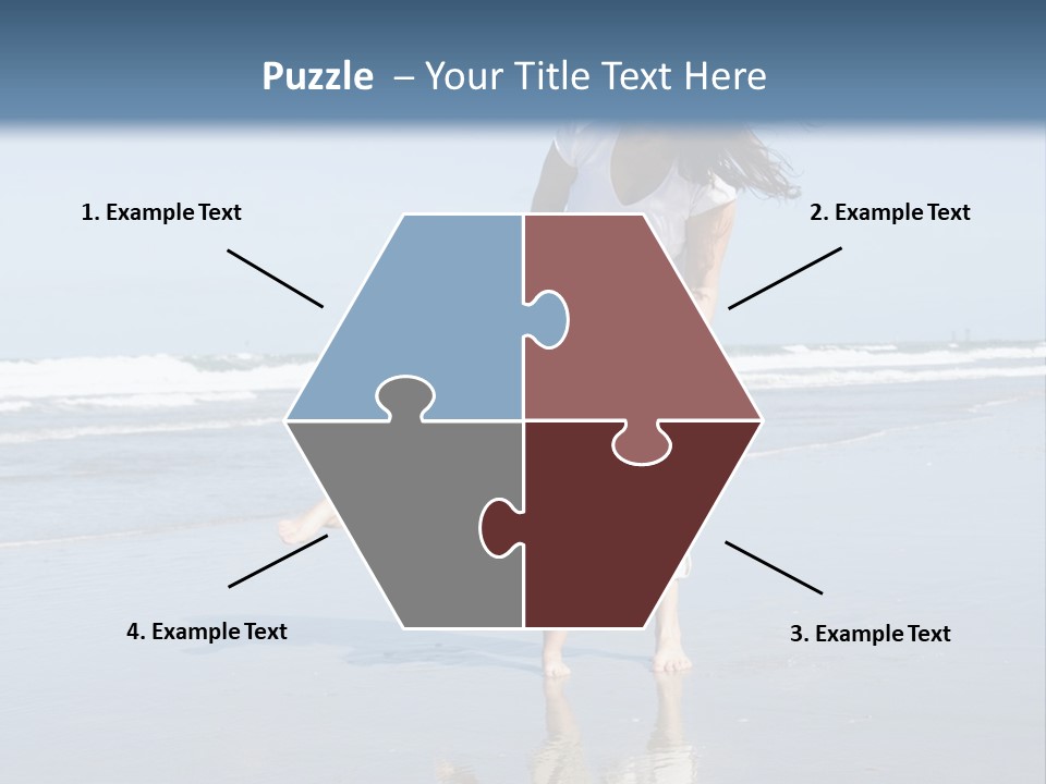 Mom And Son Playing On A Beach, Ocean And Blue Sky In The Background PowerPoint Template