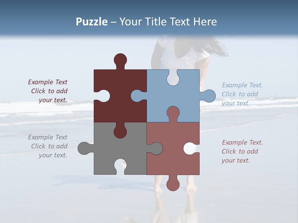 Mom And Son Playing On A Beach, Ocean And Blue Sky In The Background PowerPoint Template