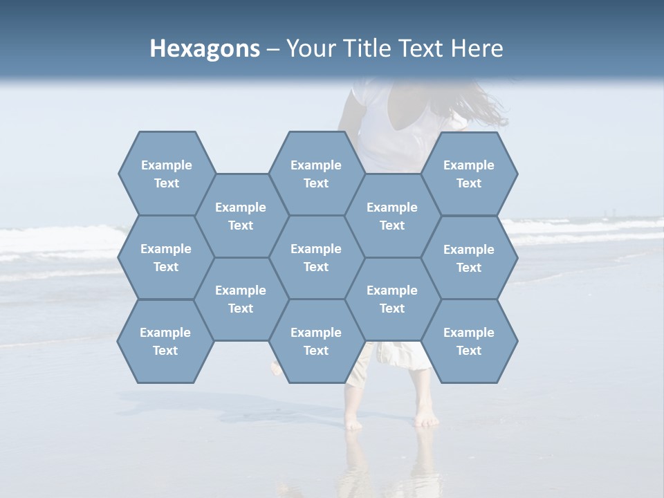 Mom And Son Playing On A Beach, Ocean And Blue Sky In The Background PowerPoint Template