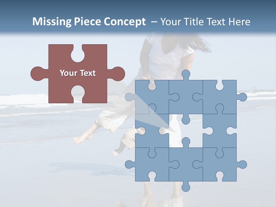 Mom And Son Playing On A Beach, Ocean And Blue Sky In The Background PowerPoint Template