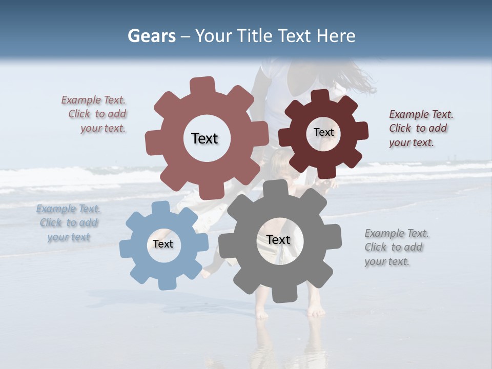 Mom And Son Playing On A Beach, Ocean And Blue Sky In The Background PowerPoint Template