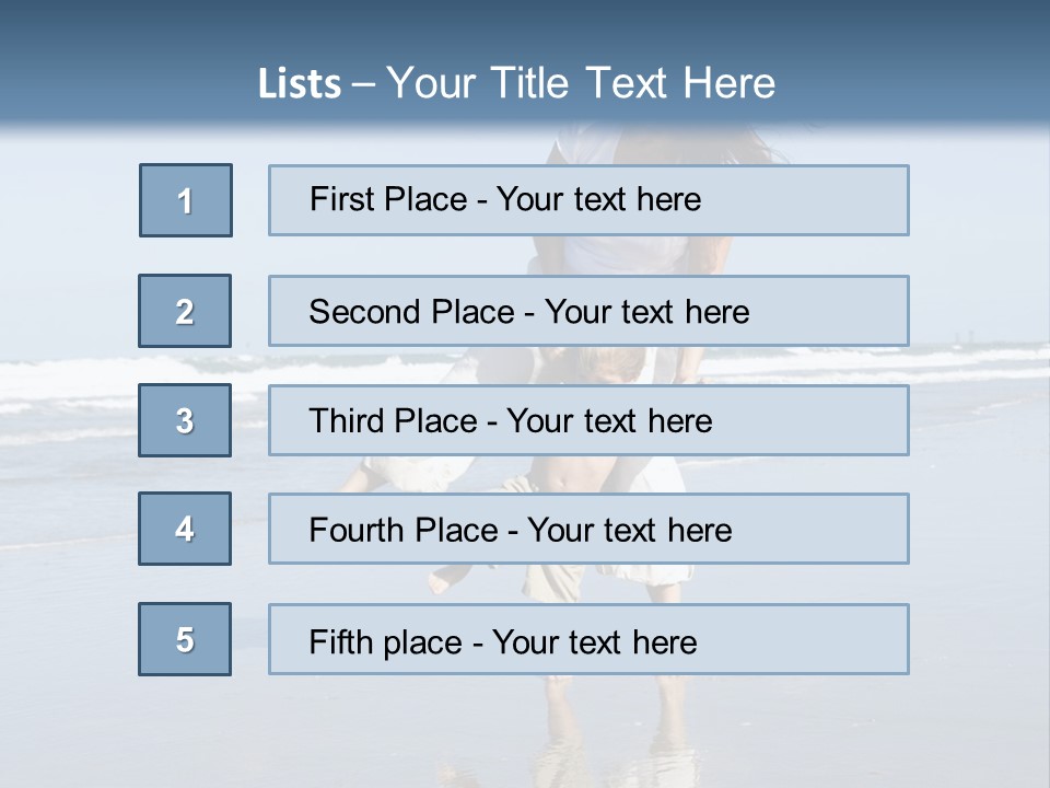 Mom And Son Playing On A Beach, Ocean And Blue Sky In The Background PowerPoint Template