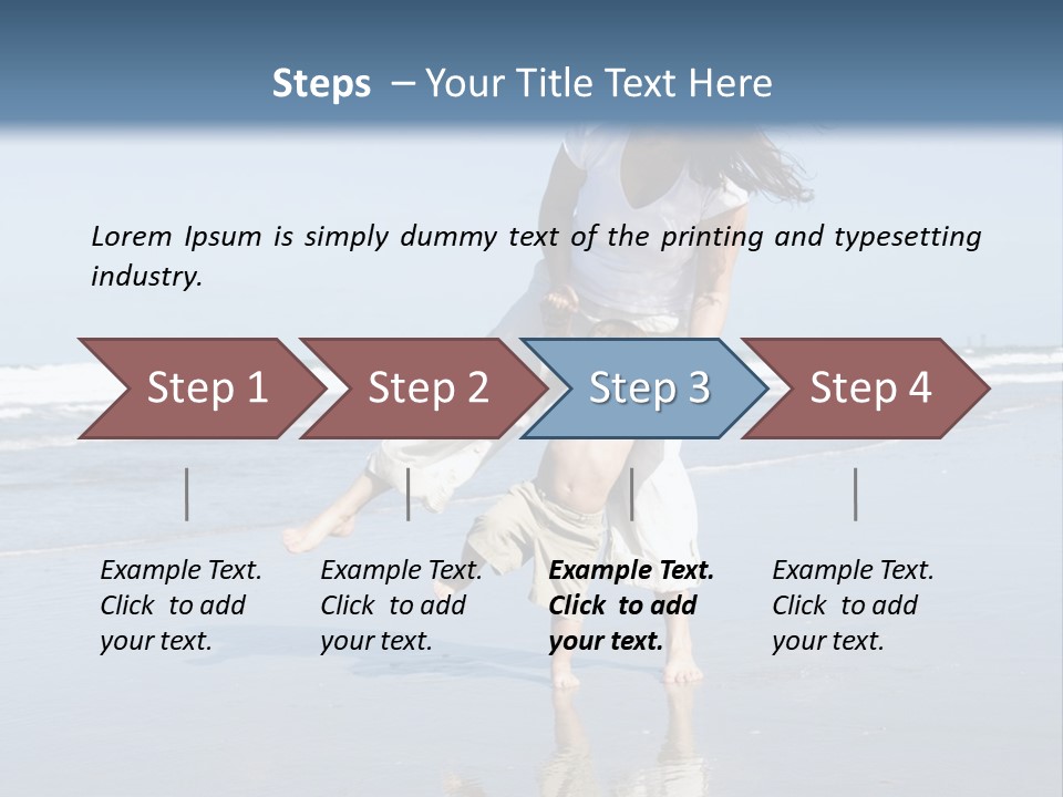 Mom And Son Playing On A Beach, Ocean And Blue Sky In The Background PowerPoint Template