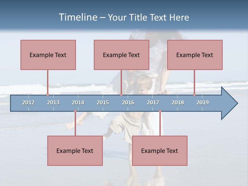 Mom And Son Playing On A Beach, Ocean And Blue Sky In The Background PowerPoint Template