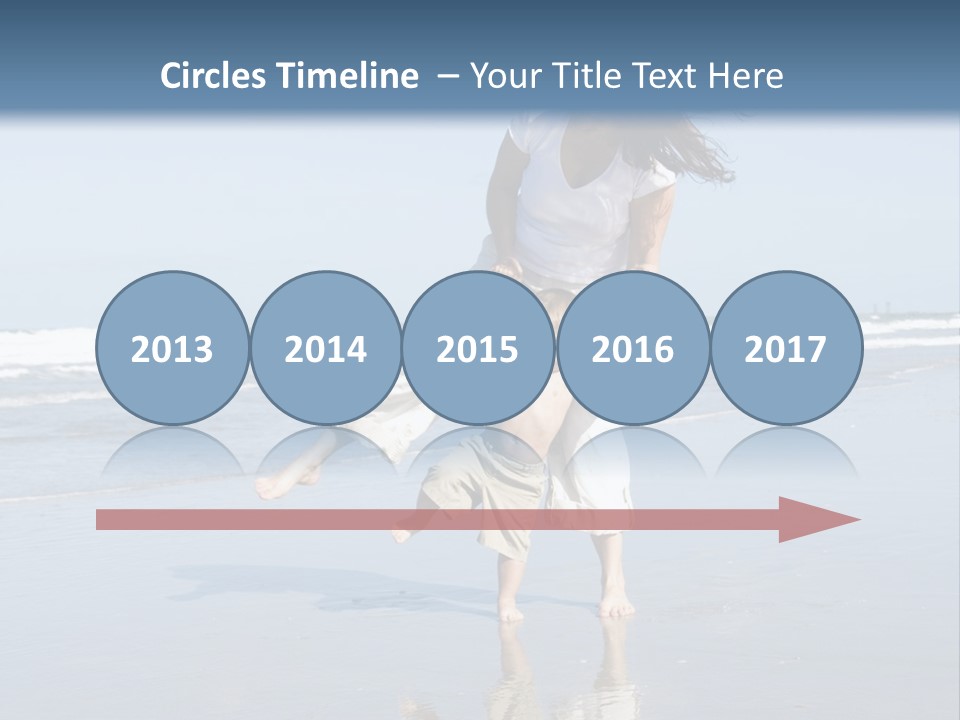 Mom And Son Playing On A Beach, Ocean And Blue Sky In The Background PowerPoint Template