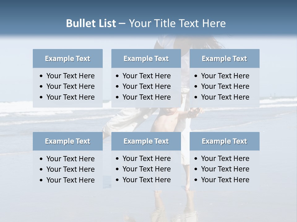 Mom And Son Playing On A Beach, Ocean And Blue Sky In The Background PowerPoint Template