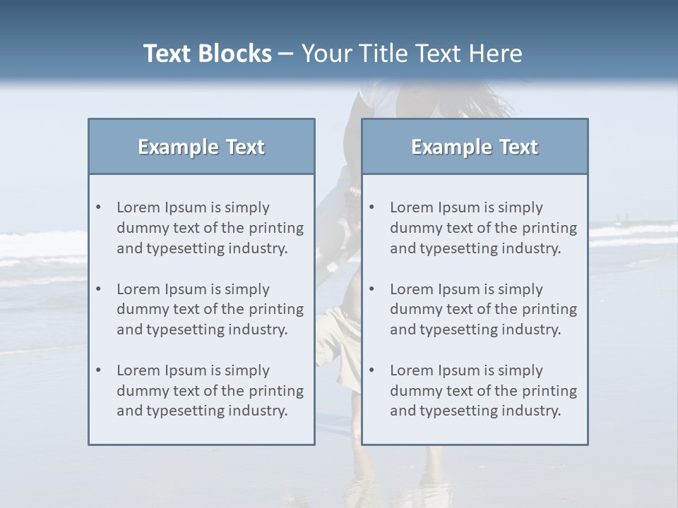 Mom And Son Playing On A Beach, Ocean And Blue Sky In The Background PowerPoint Template