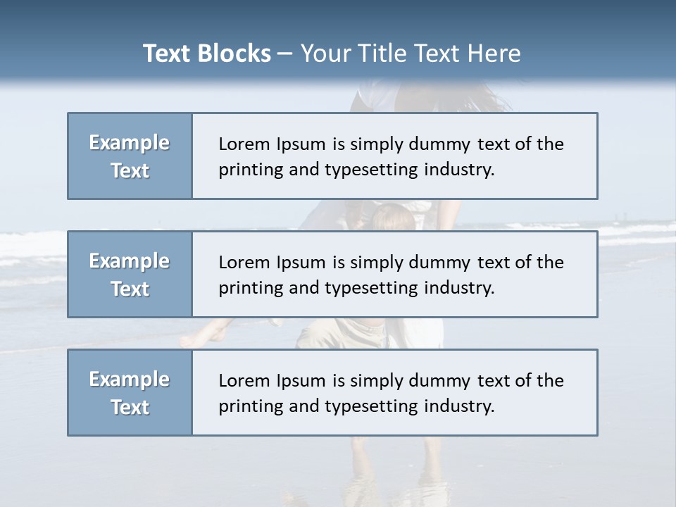 Mom And Son Playing On A Beach, Ocean And Blue Sky In The Background PowerPoint Template