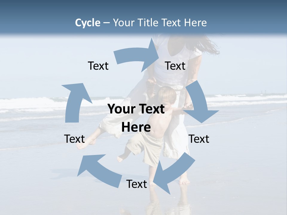 Mom And Son Playing On A Beach, Ocean And Blue Sky In The Background PowerPoint Template