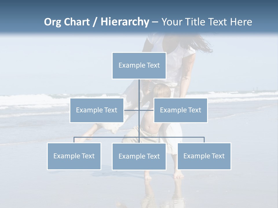 Mom And Son Playing On A Beach, Ocean And Blue Sky In The Background PowerPoint Template