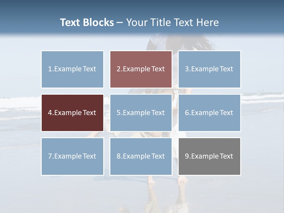 Mom And Son Playing On A Beach, Ocean And Blue Sky In The Background PowerPoint Template