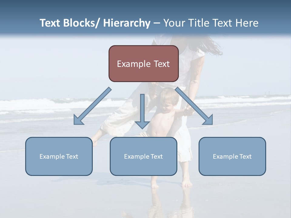 Mom And Son Playing On A Beach, Ocean And Blue Sky In The Background PowerPoint Template