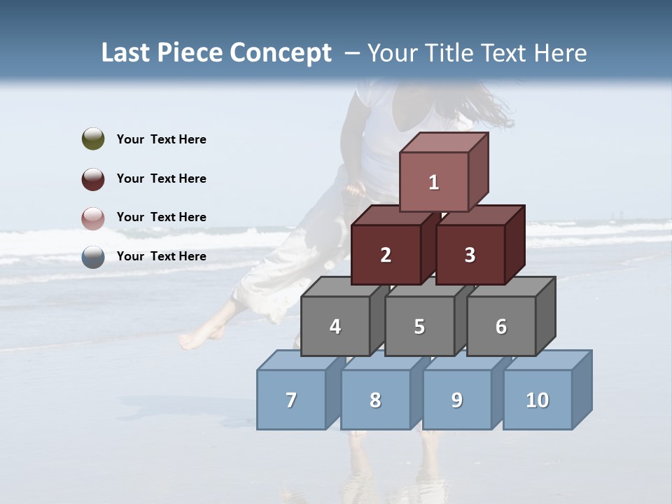 Mom And Son Playing On A Beach, Ocean And Blue Sky In The Background PowerPoint Template