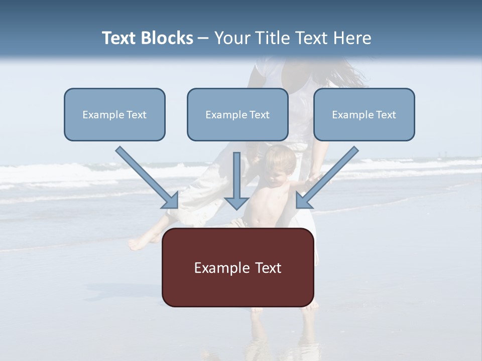 Mom And Son Playing On A Beach, Ocean And Blue Sky In The Background PowerPoint Template