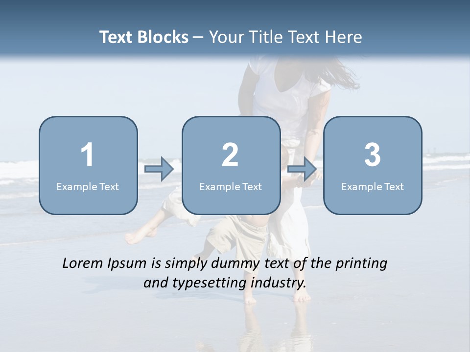 Mom And Son Playing On A Beach, Ocean And Blue Sky In The Background PowerPoint Template