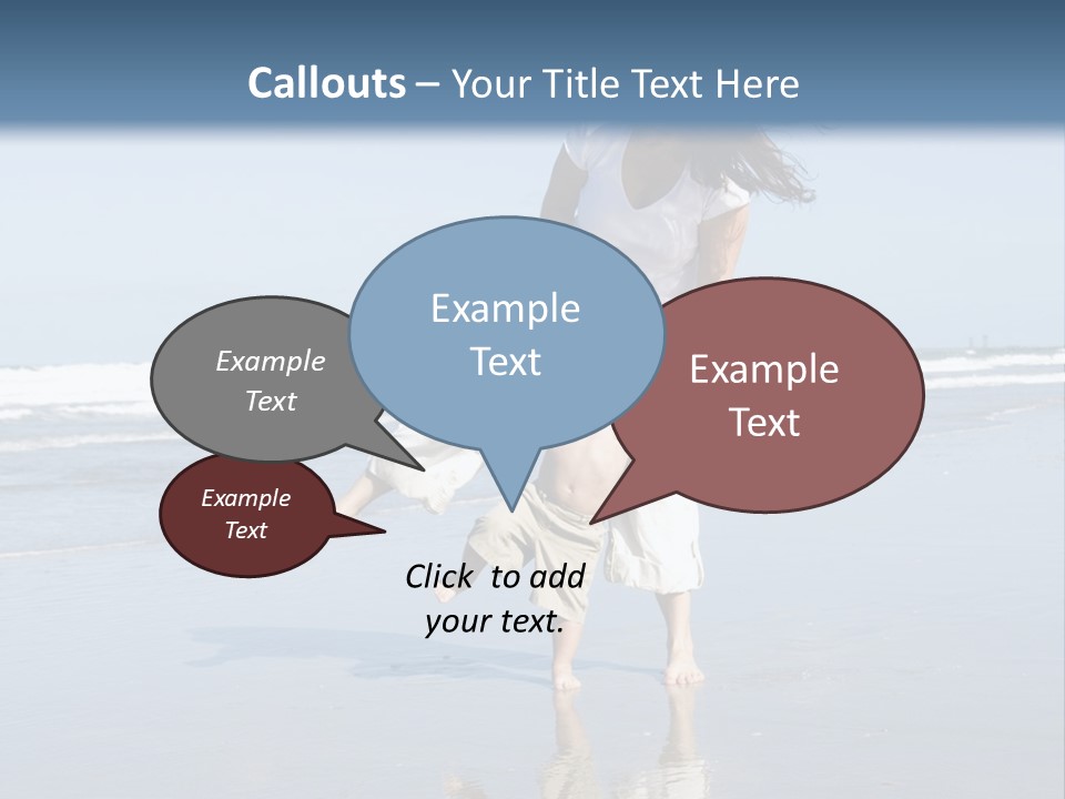 Mom And Son Playing On A Beach, Ocean And Blue Sky In The Background PowerPoint Template