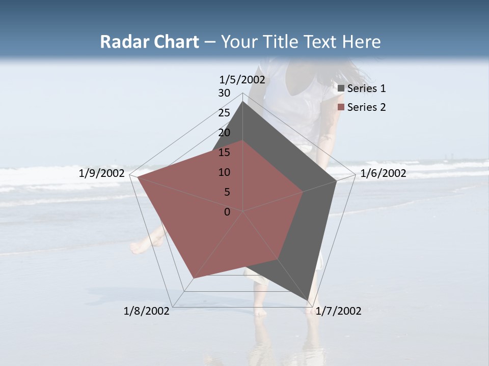 Mom And Son Playing On A Beach, Ocean And Blue Sky In The Background PowerPoint Template