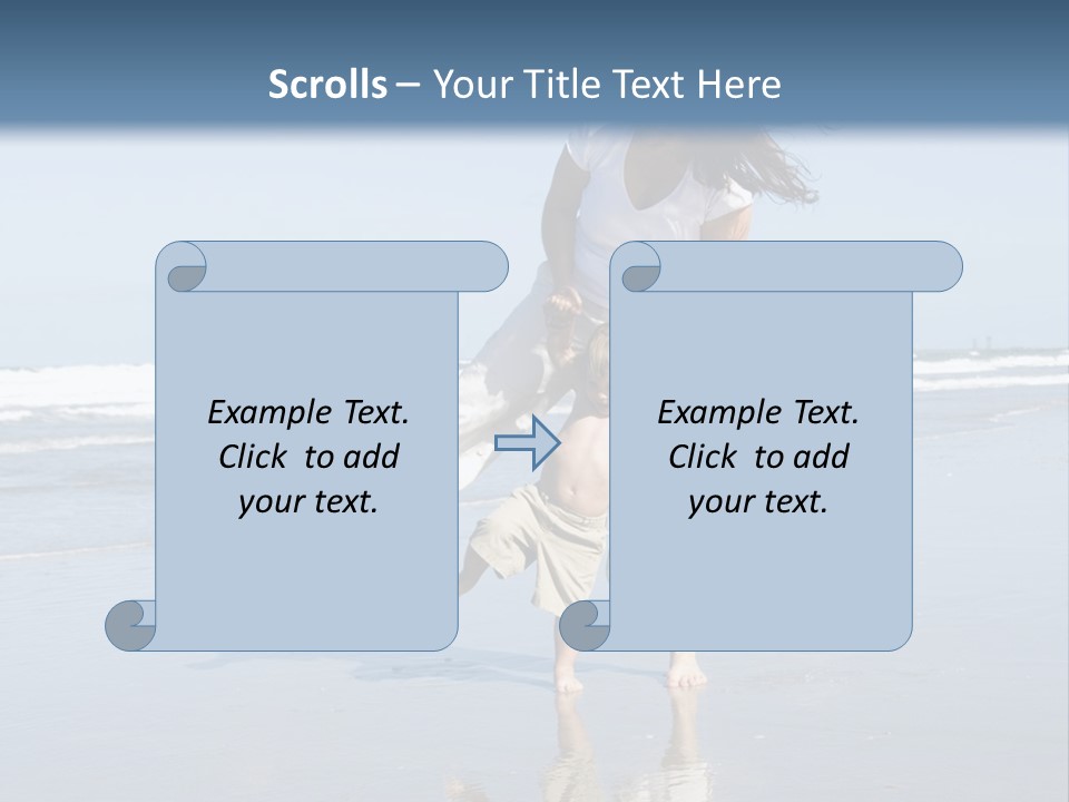 Mom And Son Playing On A Beach, Ocean And Blue Sky In The Background PowerPoint Template